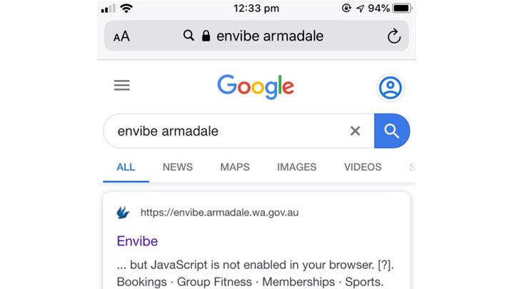 Search envibe using Internet browser