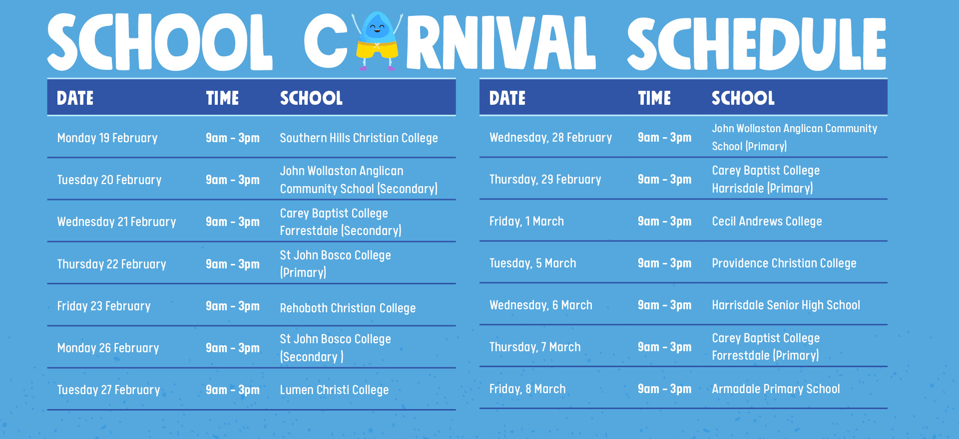School Carnival Schedule 